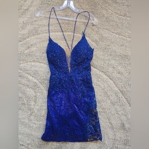 Royal Blue Mini Dress. Amelia Couture Brand